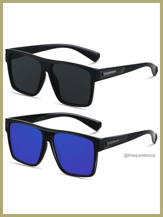 Square Polarized Sunglasses UV Protection Oversized Flat Top Big Shades Fashion